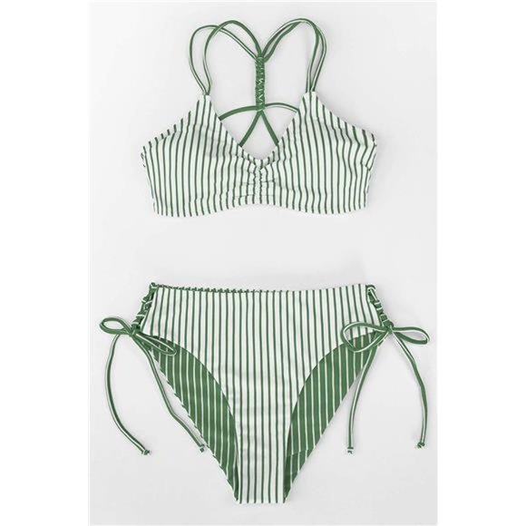 Women's 2 Piece Bikini Set Back Braided Straps with Reversible Bottom - Picture 6 of 6